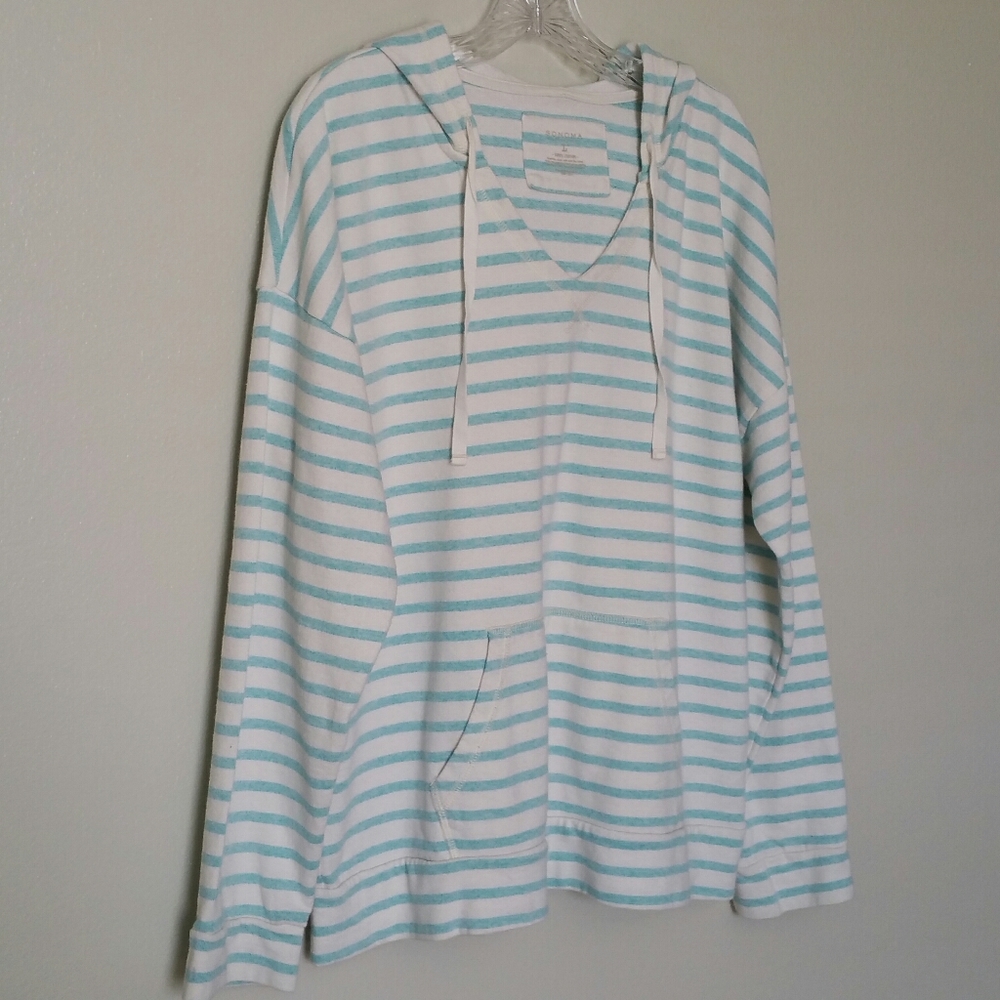 Sonoma Blue Stripe Hoodie size L